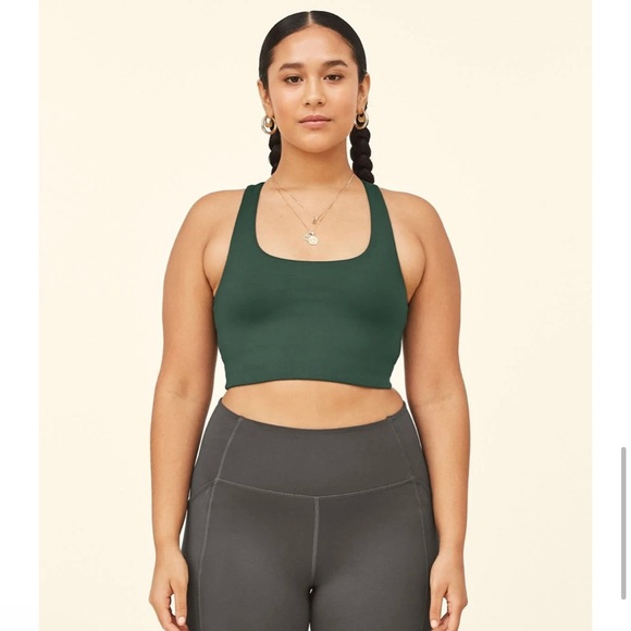 Girlfriend Collective Paloma Racerback Sports Bra in Moss - Picture 4 of 15